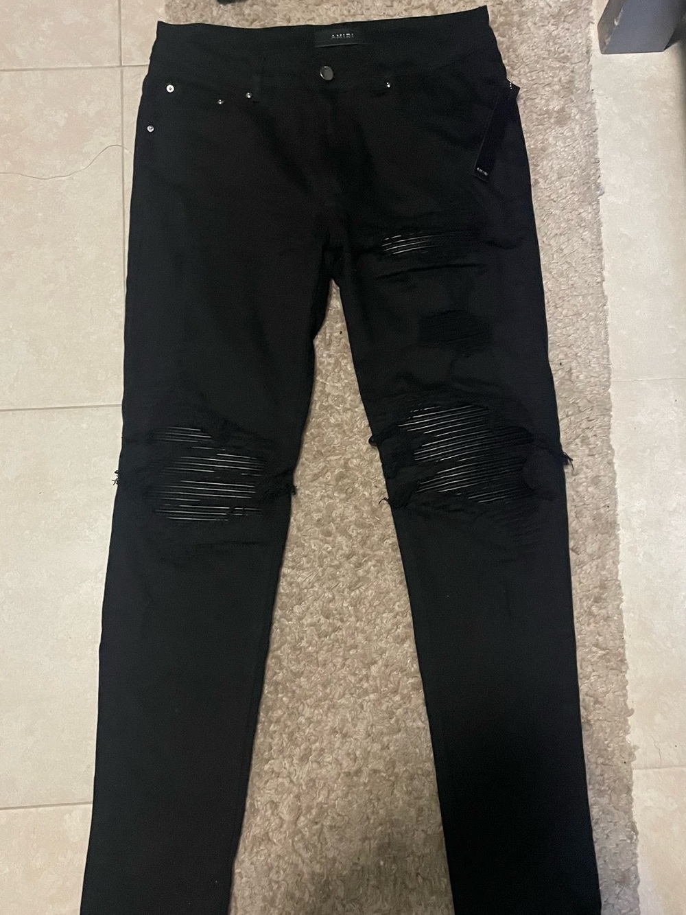 AMIRI Black Distressed Skinny Jeans